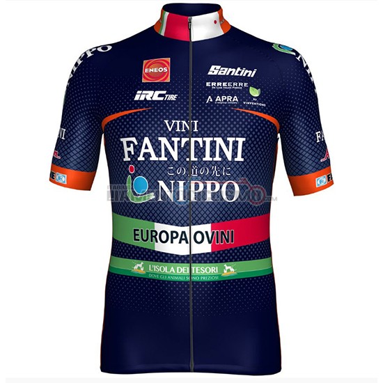 Abbigliamento Ciclismo Nippo Vini Fantini Europa Ovini Manica Corta 2018 Spento Blu